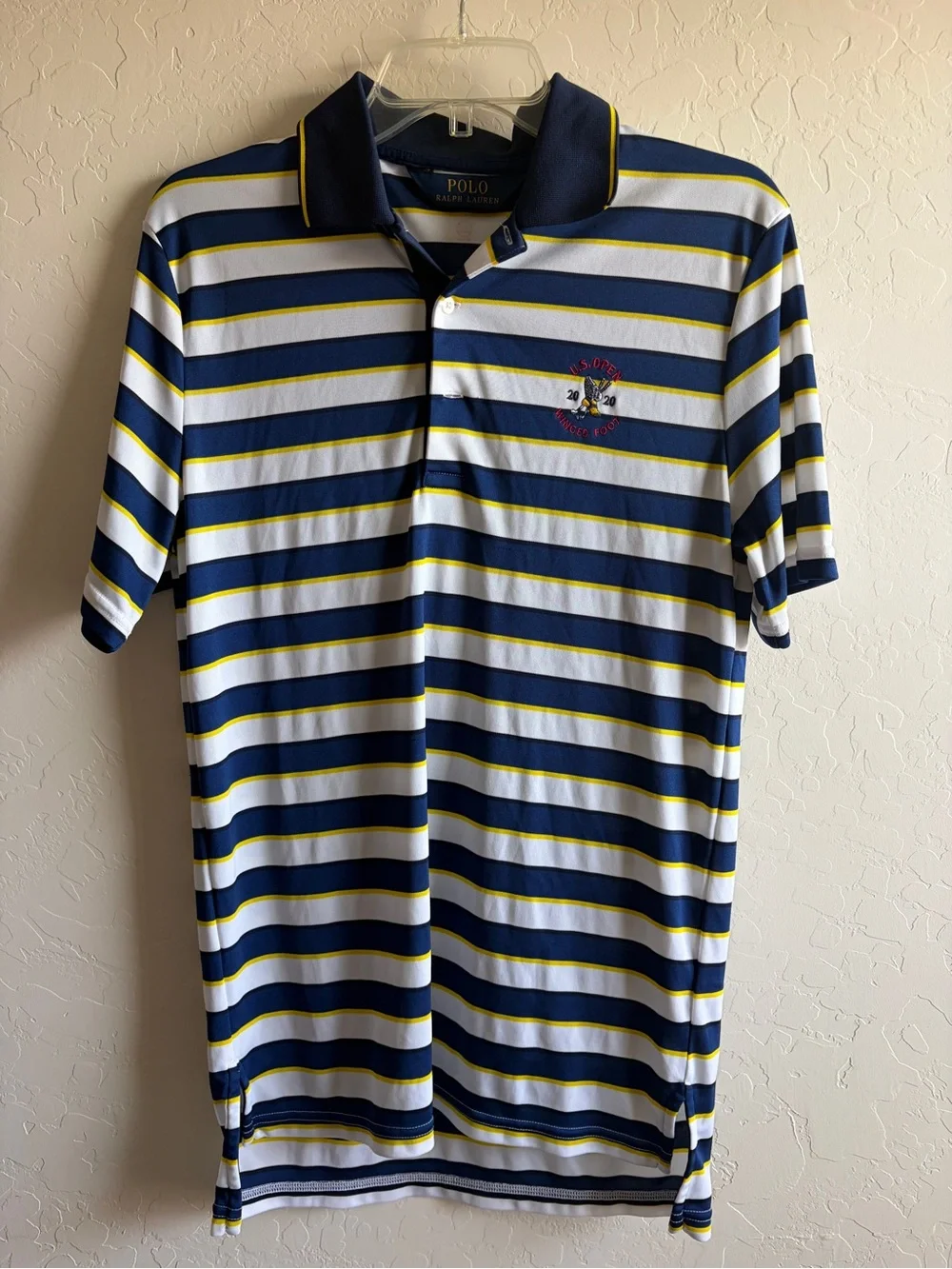 Ralph Lauren Navy, White & Yellow Striped Polo Shirt